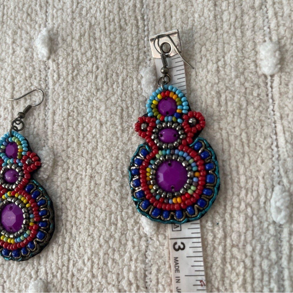 Colorful Beaded Earrings - Picture 4 of 5